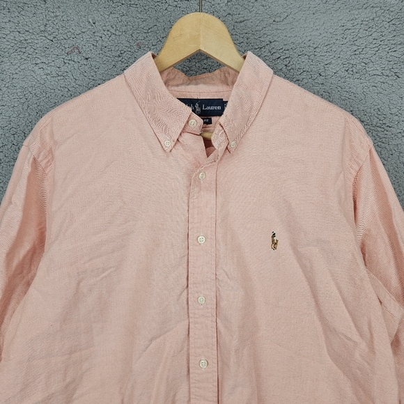 Vintage Ralph Lauren Shirt Mens XL Peach Long Sleeve Button Down Custom Fit - Picture 4 of 8
